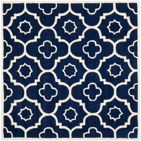 SAFAVIEH 5 Ft. x 5 Ft. Square- Contemporary Chatham Dark Blue And Ivory Hand Tufted Rug CHT750C-5SQ